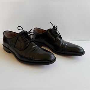 Johnston & Murphy Bradford Cap Toe Dress Shoes Black Leather